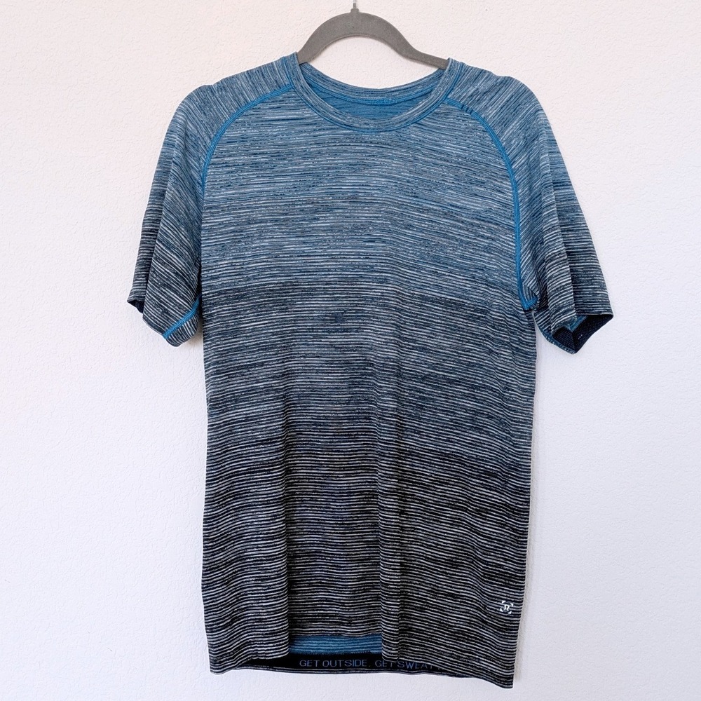 Lululemon Metal Vent Tech T-Shirt Mens M Blue Ombre Space‎ Dye Short Sleeve Gym